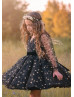 Black And Gold Star Flower Girl Dress